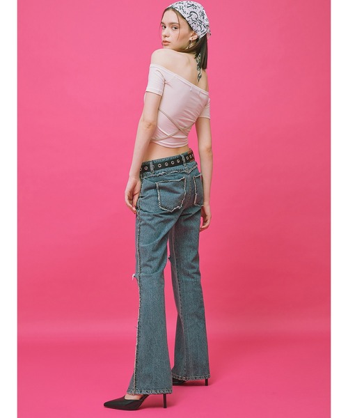 CRANK（クランク）の「『CRANK/クランク』LAYERED OFF SHOULDER/レイヤードオフショルダートップ（その他トップス・レディース・ブラック/ベージュ/ピンク・FREE）」の13枚目の写真