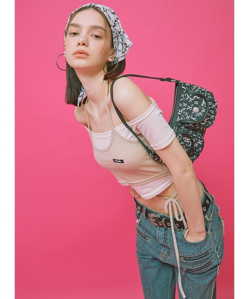 CRANK（クランク）の「『CRANK/クランク』LAYERED OFF SHOULDER/レイヤードオフショルダートップ（その他トップス・レディース・ブラック/ベージュ/ピンク・FREE）」の15枚目の写真