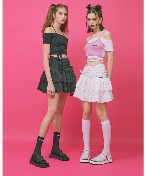 CRANK（クランク）の「『CRANK/クランク』LAYERED OFF SHOULDER/レイヤードオフショルダートップ（その他トップス・レディース・ブラック/ベージュ/ピンク・FREE）」の8枚目の写真