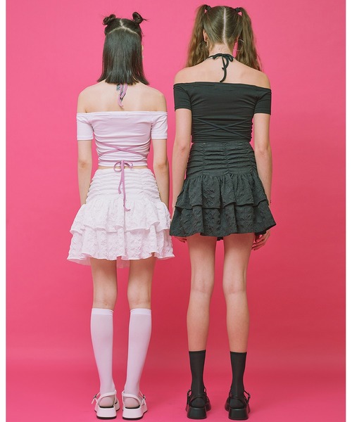 CRANK（クランク）の「『CRANK/クランク』LAYERED OFF SHOULDER/レイヤードオフショルダートップ（その他トップス・レディース・ブラック/ベージュ/ピンク・FREE）」の9枚目の写真