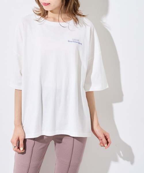 OLIVE des OLIVE（オリーブデオリーブ）の「アニマルBIGTシャツ（Tシャツ/カットソー・レディース・ベージュ/オフホワイト/ピンク/ラベンダー/スミクロ・FREE）」の6枚目の写真