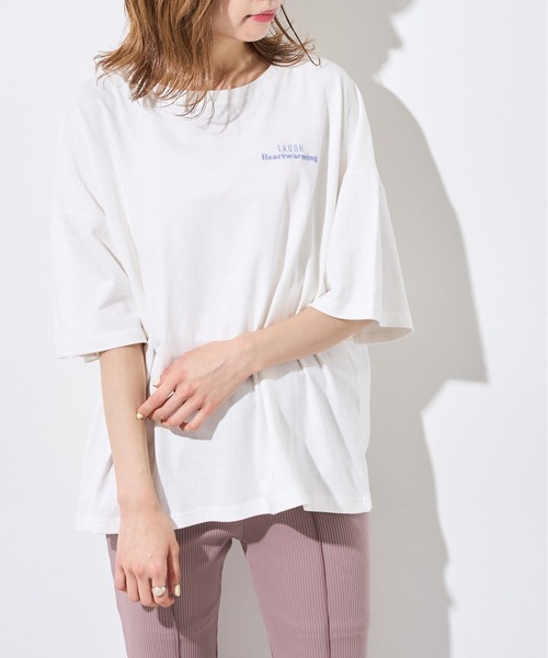 OLIVE des OLIVE（オリーブデオリーブ）の「アニマルBIGTシャツ（Tシャツ/カットソー・レディース・ベージュ/オフホワイト/ピンク/ラベンダー/スミクロ・FREE）」の7枚目の写真