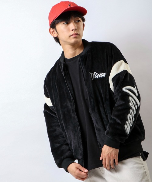 VISION STREET WEAR（ヴィジョンストリートウェア）の「VISION STREET WEAR 袖ワッペンエコファーブルゾン（ブルゾン・メンズ・ブラック/オフホワイト/ネイビー/ベージュ・L/M/LL）」の13枚目の写真