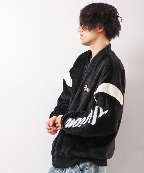 VISION STREET WEAR（ヴィジョンストリートウェア）の「VISION STREET WEAR 袖ワッペンエコファーブルゾン（ブルゾン・メンズ・ブラック/オフホワイト/ネイビー/ベージュ・L/M/LL）」の10枚目の写真