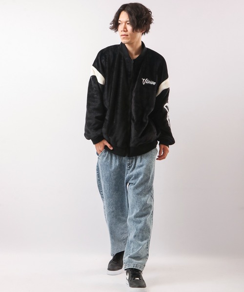 VISION STREET WEAR（ヴィジョンストリートウェア）の「VISION STREET WEAR 袖ワッペンエコファーブルゾン（ブルゾン・メンズ・ブラック/オフホワイト/ネイビー/ベージュ・L/M/LL）」の12枚目の写真