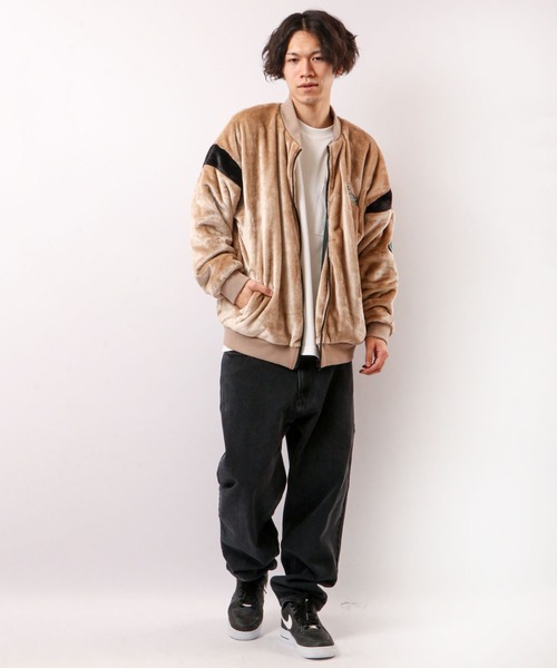 VISION STREET WEAR（ヴィジョンストリートウェア）の「VISION STREET WEAR 袖ワッペンエコファーブルゾン（ブルゾン・メンズ・ブラック/オフホワイト/ネイビー/ベージュ・L/M/LL）」の18枚目の写真