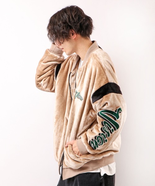 VISION STREET WEAR（ヴィジョンストリートウェア）の「VISION STREET WEAR 袖ワッペンエコファーブルゾン（ブルゾン・メンズ・ブラック/オフホワイト/ネイビー/ベージュ・L/M/LL）」の16枚目の写真