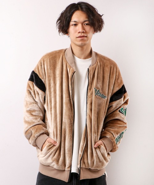 VISION STREET WEAR（ヴィジョンストリートウェア）の「VISION STREET WEAR 袖ワッペンエコファーブルゾン（ブルゾン・メンズ・ブラック/オフホワイト/ネイビー/ベージュ・L/M/LL）」の14枚目の写真