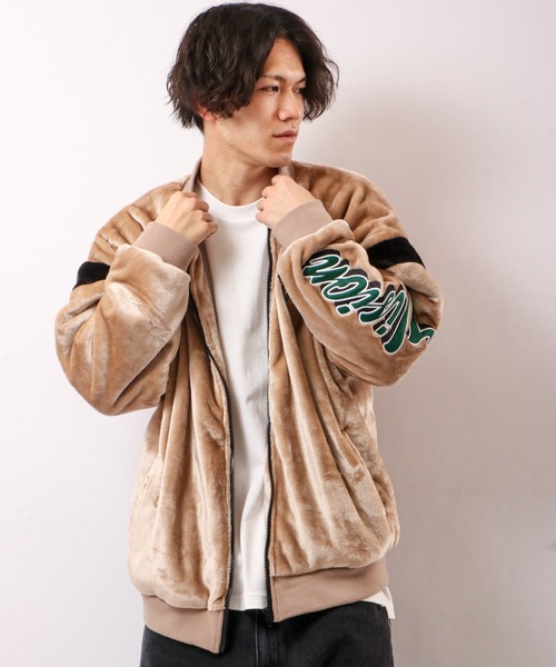 VISION STREET WEAR（ヴィジョンストリートウェア）の「VISION STREET WEAR 袖ワッペンエコファーブルゾン（ブルゾン・メンズ・ブラック/オフホワイト/ネイビー/ベージュ・L/M/LL）」の15枚目の写真