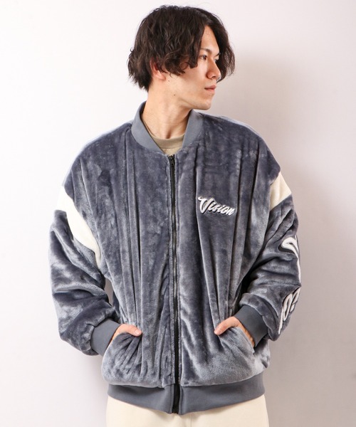 VISION STREET WEAR（ヴィジョンストリートウェア）の「VISION STREET WEAR 袖ワッペンエコファーブルゾン（ブルゾン・メンズ・ブラック/オフホワイト/ネイビー/ベージュ・L/M/LL）」の19枚目の写真