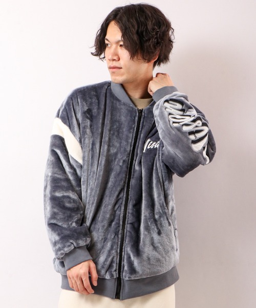 VISION STREET WEAR（ヴィジョンストリートウェア）の「VISION STREET WEAR 袖ワッペンエコファーブルゾン（ブルゾン・メンズ・ブラック/オフホワイト/ネイビー/ベージュ・L/M/LL）」の20枚目の写真