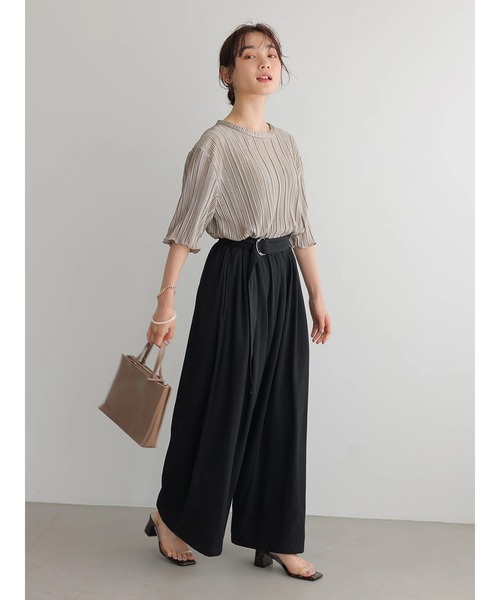 AMERICAN HOLIC(アメリカンホリック)の「ベルト付きカットワイドパンツ(その他パンツ・レディース・カーキ/ブラック/ライトベージュ/ブルー・M/L)」の15枚目の写真