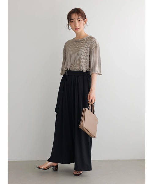 アカネウツノミヤ ワイドパンツ リボンベルト付 アカネウツノミヤ ワイドパンツ リボンベルト付