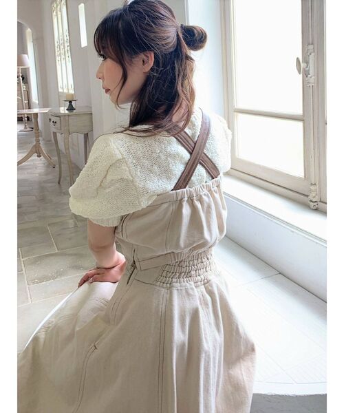 RESEXXY（リゼクシー）の「フェイクレザーポイントビスチェ【セットアップ着用可能】（キャミソール・レディース・アイボリー/インディゴブルー/ベージュ・FREE）」の4枚目の写真