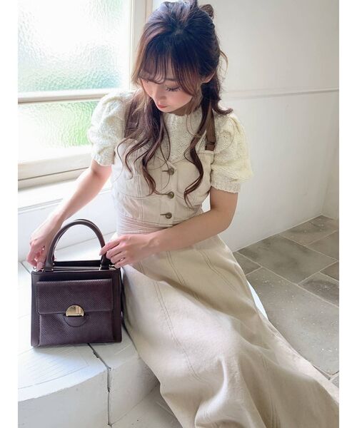 RESEXXY（リゼクシー）の「フェイクレザーポイントビスチェ【セットアップ着用可能】（キャミソール・レディース・アイボリー/インディゴブルー/ベージュ・FREE）」の5枚目の写真