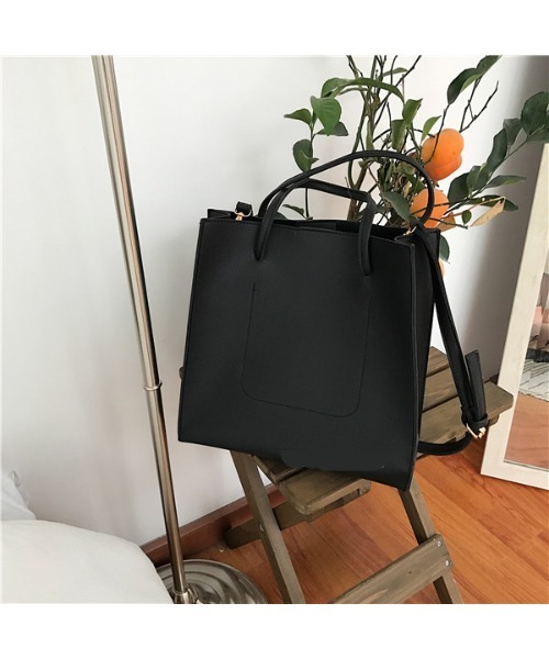 SETUP7（セットアップセブン）の「【SETUP7】プレミアムPUレザースクエアショルダートート KNF（トートバッグ・レディース・ブラック/ブラウン・FREE）」の22枚目の写真