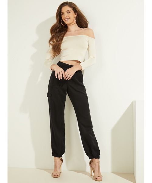 Guess（ゲス）の「Eco Bowie Cargo Chino Pants（カーゴパンツ・レディース・ブラック/グリーン・24inch/25inch/26inch/27inch/28inch）」の9枚目の写真