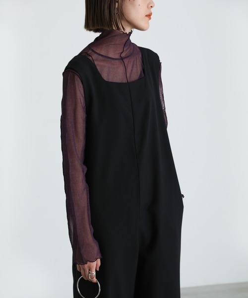 select MOCA(セレクトモカ)の「ハイネックシアーリンキングメロートップス(Tシャツ/カットソー・レディース・ブラック/パープル/ブラウン/オリーブ/オレンジ/ブルー・FREE)」の5枚目の写真