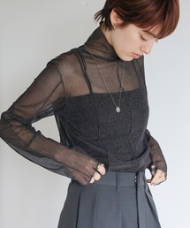 select MOCA | 2022 SS ハイネックシアーリンキングメロートップス(Tシャツ/カットソー)