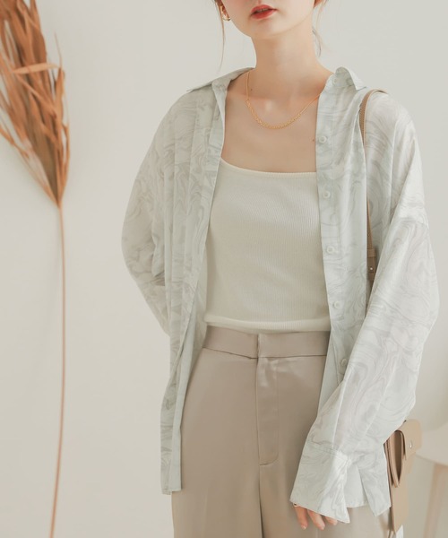 SENSE OF PLACE by URBAN RESEARCH（センスオブプレイスバイアーバンリサーチ）の「マーブルシャツ（シャツ/ブラウス・レディース・ホワイト系その他/ベージュ系その他・ONE）」の2枚目の写真