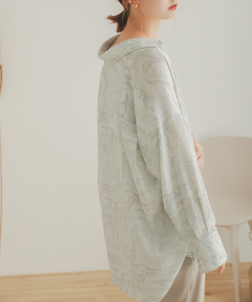 SENSE OF PLACE by URBAN RESEARCH（センスオブプレイスバイアーバンリサーチ）の「マーブルシャツ（シャツ/ブラウス・レディース・ホワイト系その他/ベージュ系その他・ONE）」の8枚目の写真