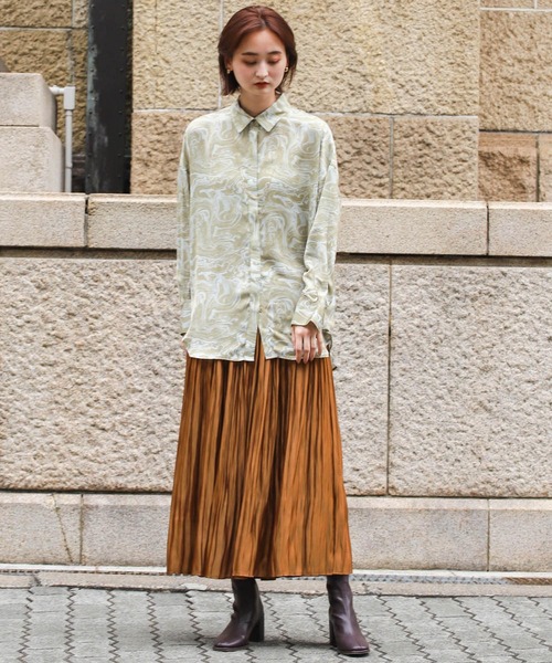 SENSE OF PLACE by URBAN RESEARCH（センスオブプレイスバイアーバンリサーチ）の「マーブルシャツ（シャツ/ブラウス・レディース・ホワイト系その他/ベージュ系その他・ONE）」の5枚目の写真