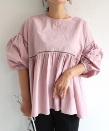 andme | コットンワッシャーボリューム袖ハシゴレースブラウス トップス(シャツ/ブラウス)