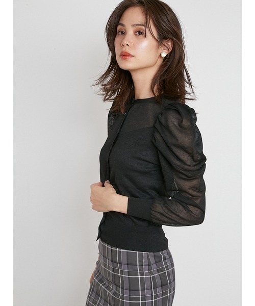 SNIDEL(スナイデル)の「スパークルシアーカーディガン(ニット/セーター・レディース・ライトブルー/ラベンダー/ブラック・FREE)」の5枚目の写真