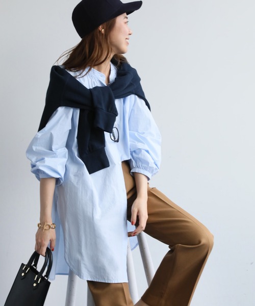 JOURNAL STANDARD relume（ジャーナルスタンダード　レリューム）の「コットンタイプライターギャザーブラウス◆（シャツ/ブラウス・レディース・ホワイト/ブラック/ブルー・FREE）」の3枚目の写真