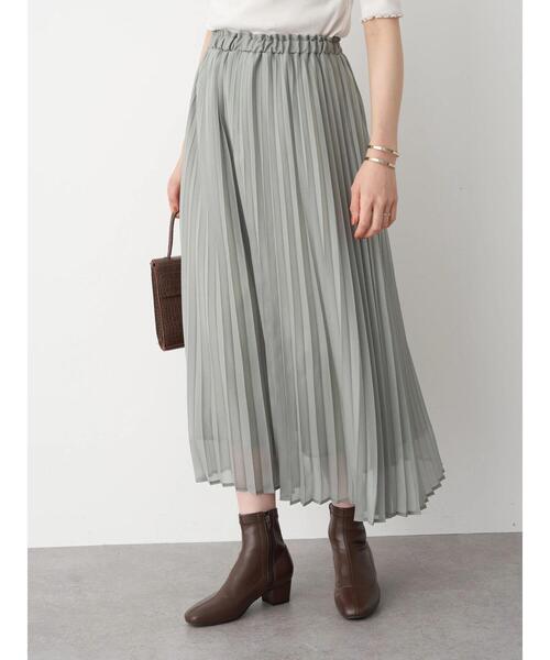 earth music&ecology（アースミュージックアンドエコロジー）の「シフォンプリーツスカート ＊（スカート・レディース・ミント/ライトベージュ/ブラウン系その他4/ピンク/チャコールグレー/ベージュ系その他4・FREE）」の9枚目の写真