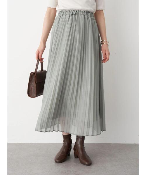 earth music&ecology（アースミュージックアンドエコロジー）の「シフォンプリーツスカート ＊（スカート・レディース・ミント/ライトベージュ/ブラウン系その他4/ピンク/チャコールグレー/ベージュ系その他4・FREE）」の10枚目の写真