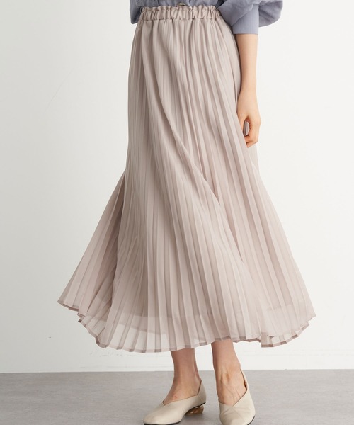 earth music&ecology（アースミュージックアンドエコロジー）の「シフォンプリーツスカート ＊（スカート・レディース・ミント/ライトベージュ/ブラウン系その他4/ピンク/チャコールグレー/ベージュ系その他4・FREE）」の4枚目の写真