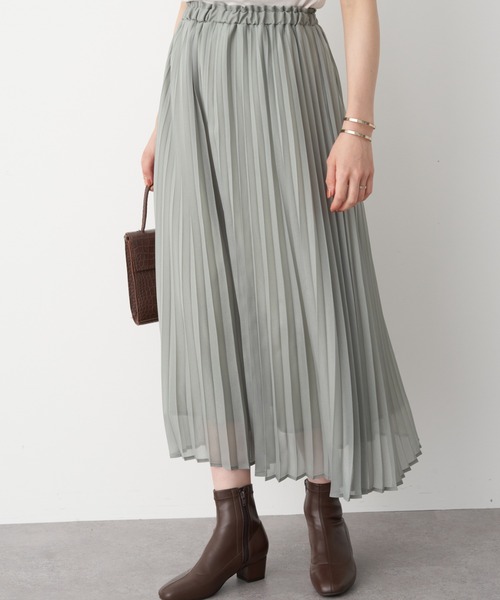 earth music&ecology（アースミュージックアンドエコロジー）の「シフォンプリーツスカート ＊（スカート・レディース・ミント/ライトベージュ/ブラウン系その他4/ピンク/チャコールグレー/ベージュ系その他4・FREE）」の5枚目の写真