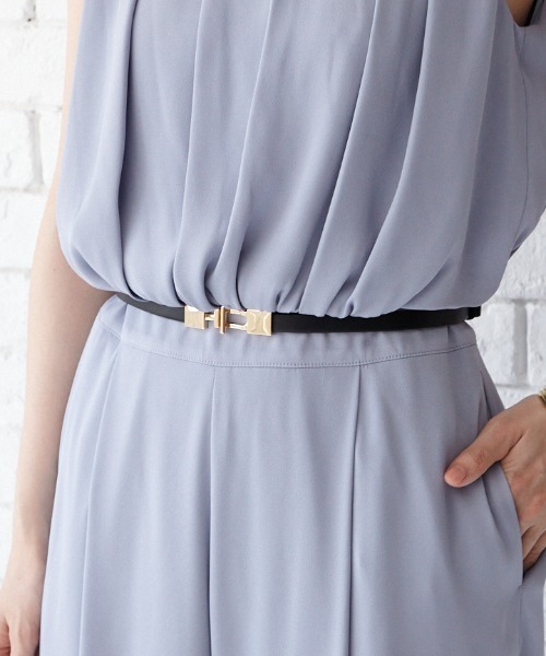 AIMER（エメ）の「スクエアバックルスライド式ベルト（ベルト・レディース・ダークグレー/グレイッシュベージュ/ブラック・FREE）」の5枚目の写真