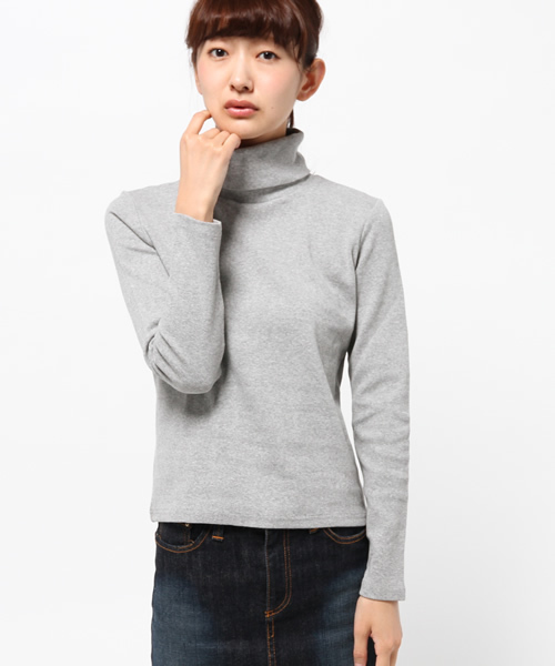 Chico(チコ)の「テレコタートルネック(Tシャツ/カットソー・レディース・グレー/スミクロ/アイボリー/ブラック/キャメル・FREE)」の6枚目の写真