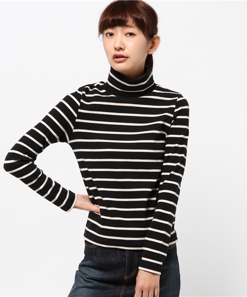 Chico(チコ)の「テレコタートルネック(Tシャツ/カットソー・レディース・グレー/スミクロ/アイボリー/ブラック/キャメル・FREE)」の1枚目の写真