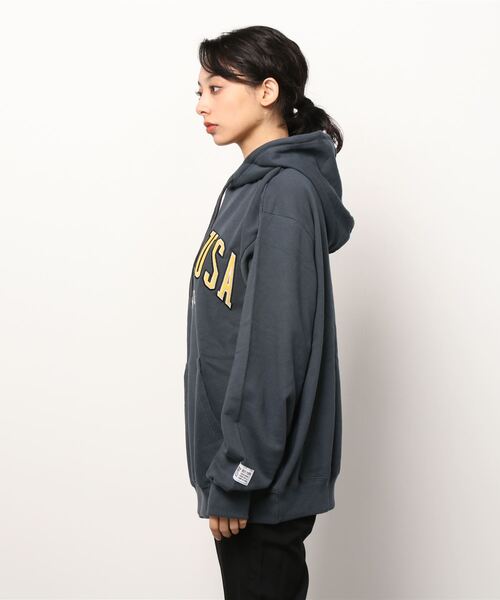 VISION STREET WEAR(ヴィジョンストリートウェア)の「VISION STREET WEAR/ヴィジョンストリートウェア ビッグシルエット ベロアワッペン カレッジ ロゴ スウェット パーカー(パーカー・メンズ・チャコールグレー/パープル/オートミール/グレー系その他・LL/M/L)」の16枚目の写真
