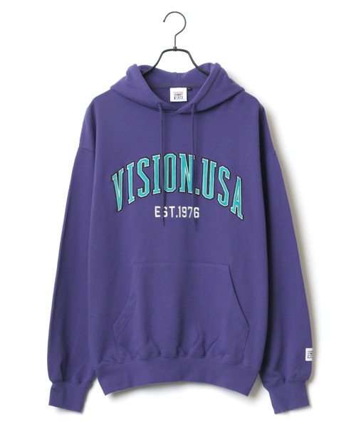VISION STREET WEAR(ヴィジョンストリートウェア)の「VISION STREET WEAR/ヴィジョンストリートウェア ビッグシルエット ベロアワッペン カレッジ ロゴ スウェット パーカー(パーカー・メンズ・チャコールグレー/パープル/オートミール/グレー系その他・LL/M/L)」の11枚目の写真