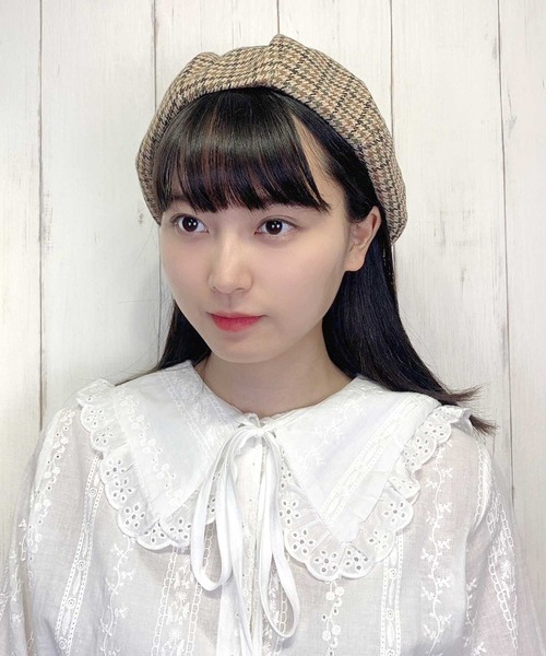 paravion（パラビオン）の「K/ガンクラブチェックベレー（ハンチング/ベレー帽・レディース・ベージュ/オフホワイト・ONESIZE）」の2枚目の写真