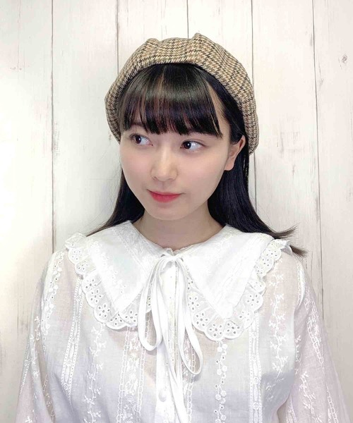 paravion（パラビオン）の「K/ガンクラブチェックベレー（ハンチング/ベレー帽・レディース・ベージュ/オフホワイト・ONESIZE）」の7枚目の写真