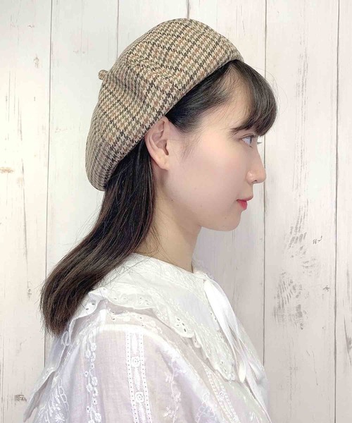 paravion（パラビオン）の「K/ガンクラブチェックベレー（ハンチング/ベレー帽・レディース・ベージュ/オフホワイト・ONESIZE）」の8枚目の写真