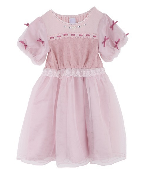 axes femme(アクシーズファム)の「レース×チュールドレスOP(ドレス・キッズ・ピンク/ブルー・SMALL/MEDIUM/LARGE/X-LARGE)」の1枚目の写真