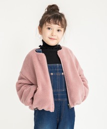 ノーカラーボアブルゾン