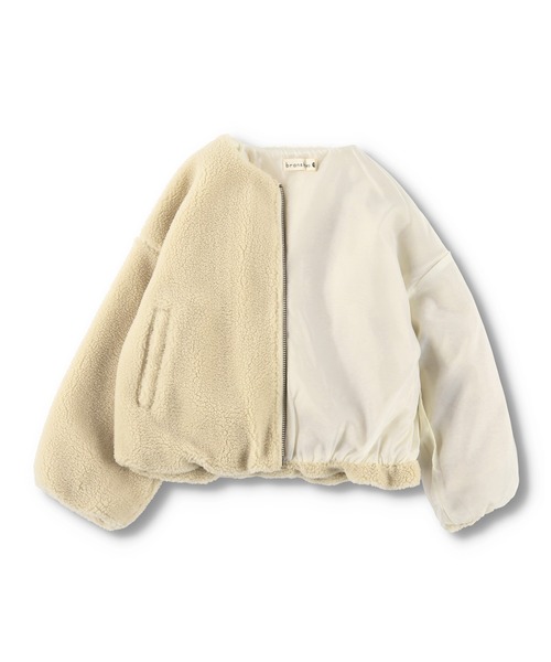 BRANSHES（ブランシェス）の「ノーカラーボアブルゾン（ブルゾン・キッズ・ブラウン/ピンクベージュ/アイボリー・90cm/110cm/100cm/120cm/130cm/140cm/150cm）」の7枚目の写真