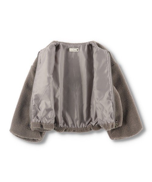 BRANSHES（ブランシェス）の「ノーカラーボアブルゾン（ブルゾン・キッズ・ブラウン/ピンクベージュ/アイボリー・90cm/110cm/100cm/120cm/130cm/140cm/150cm）」の8枚目の写真