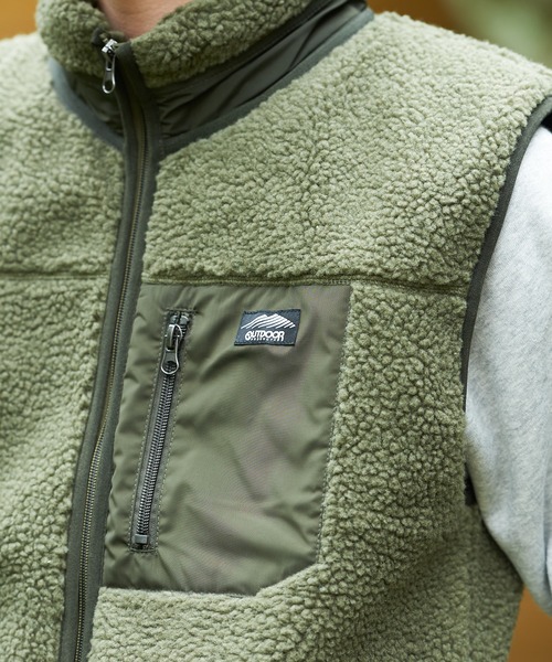 OUTDOOR PRODUCTS(アウトドアプロダクツ)の「【OUTDOOR PRODUCTS/アウトドアプロダクツ】防風ボアベスト ユニセックス ワンポイントブランドロゴ(ブルゾン・メンズ・オフホワイト/アイボリー/ベージュ/カーキ・SMALL/LARGE/X-LARGE/MEDIUM)」の18枚目の写真