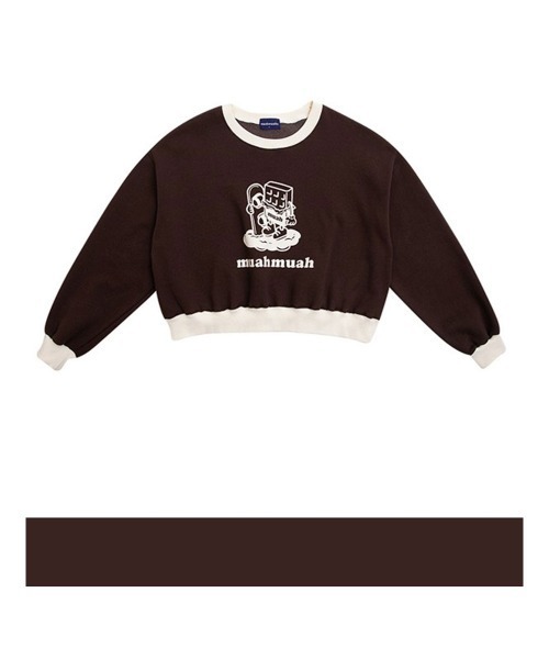 muahmuah(ムーアムーア)の「A'GEM/9 × .kom『muah muah/ムーアムーア』MUAH COMBI CHOCOLATE OVERFIT MTM/コンビカラー チョコレート スウェットシャツ(スウェット・レディース・ブラック/ブラウン/アイボリー/ボルドー・FREE)」の10枚目の写真