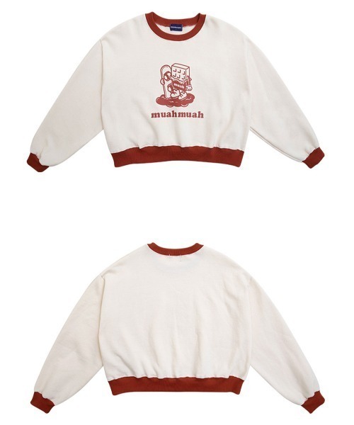 muahmuah(ムーアムーア)の「A'GEM/9 × .kom『muah muah/ムーアムーア』MUAH COMBI CHOCOLATE OVERFIT MTM/コンビカラー チョコレート スウェットシャツ(スウェット・レディース・ブラック/ブラウン/アイボリー/ボルドー・FREE)」の22枚目の写真