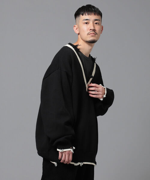 ビームス黒ニット BEAMS（ビームス）12ゲージ スパイダーウェブ クルー ニット