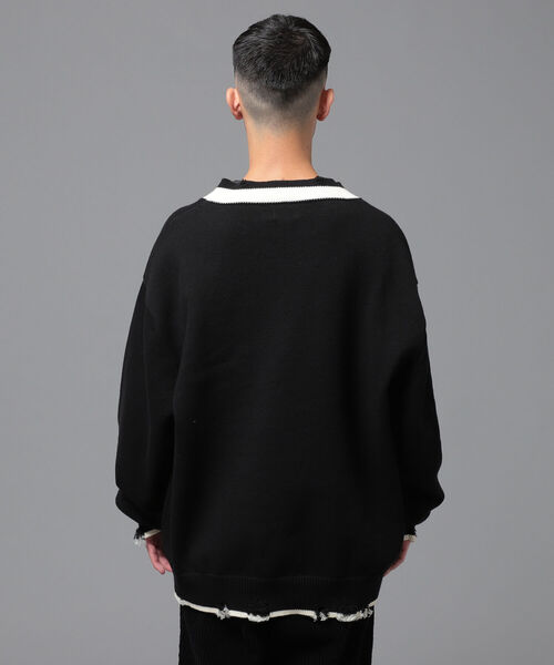 ビームス黒ニット B:MING by BEAMS（ビーミング by ビームス）12ゲージ ワッフル